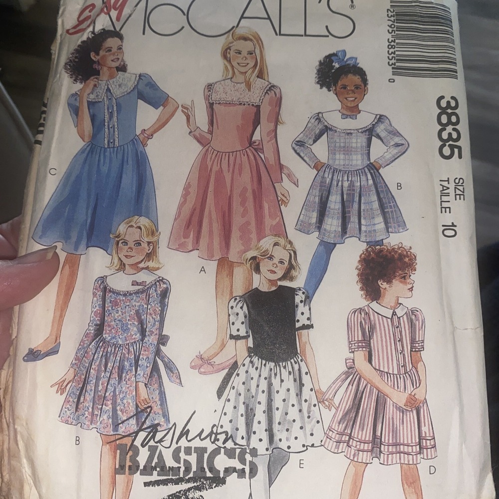 Vintage 1980s McCalls 3835 Girls Dress Sewing Pattern Size 10 Uncut Fashion